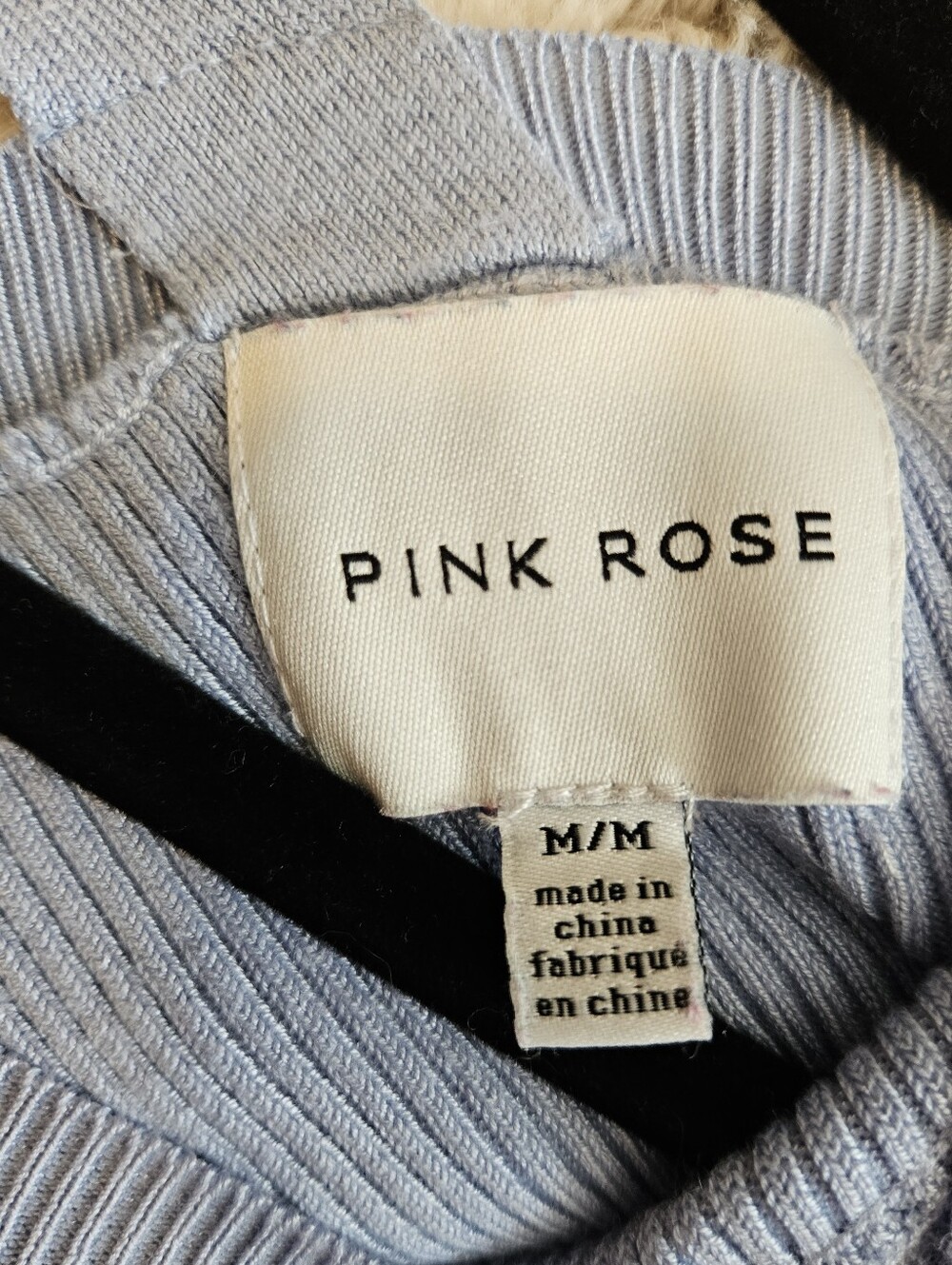 2/$20 Pink Rose Powder Blue V-Neck Ribbed Sweater - Picture 2 of 4
